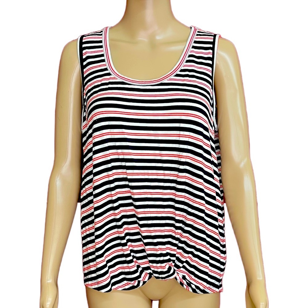 Christian Siriano Red White and Blue Striped Twist Knot Tank Top Size Large